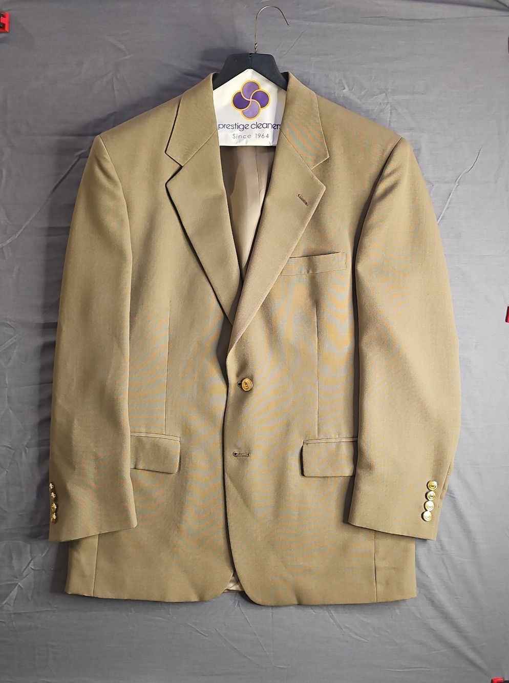 Wimbledon of England Mens 40L Blazer Tan Gold Buttons Dillard's Vintage